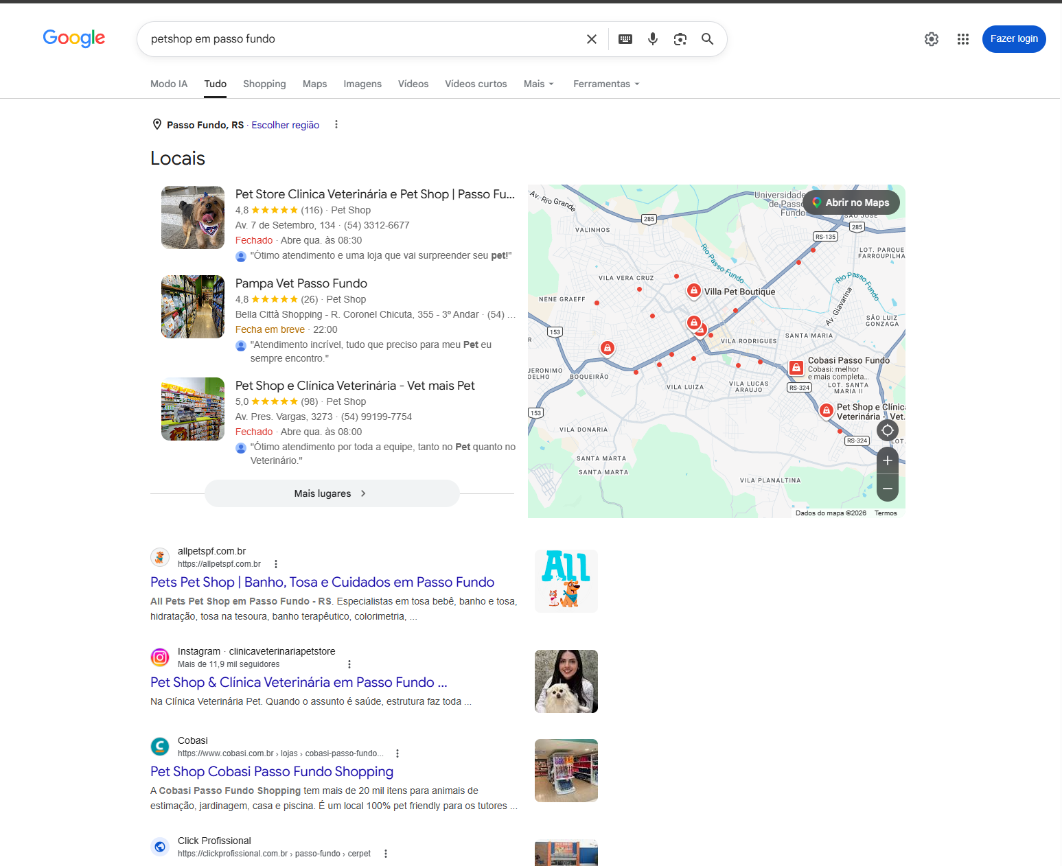 Cliente na primeira página do Google