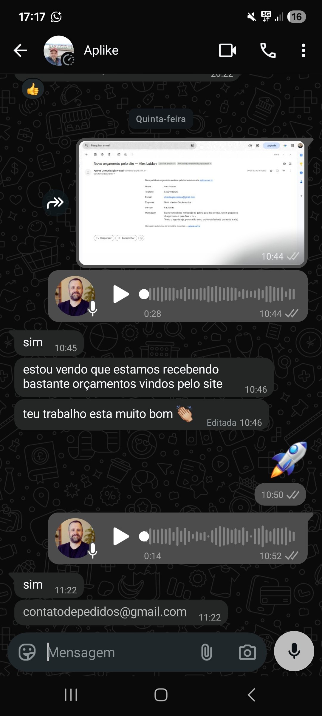 Depoimento de cliente da Aplyke