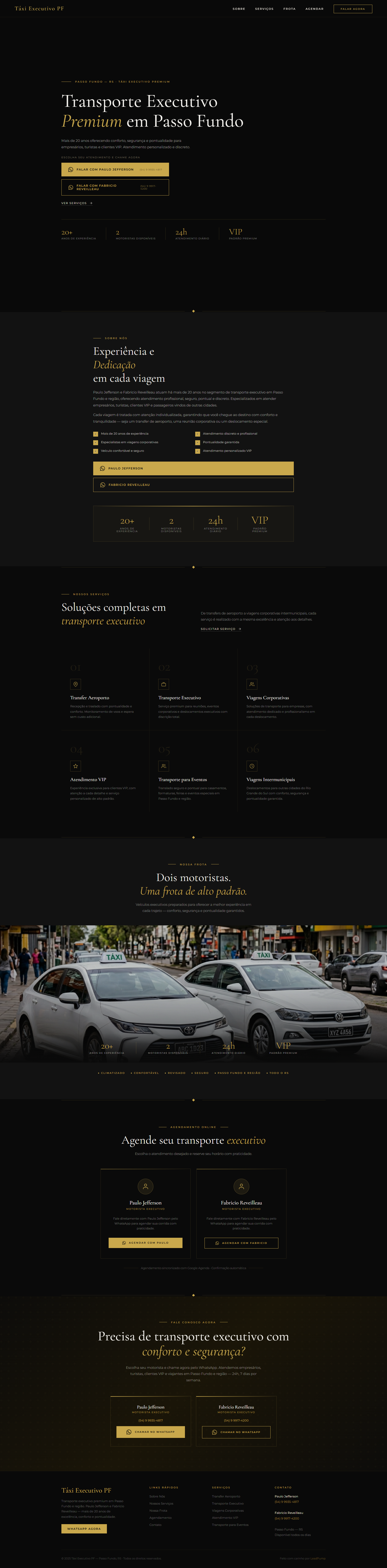 Ecossistema Táxi Executivo PF — desktop